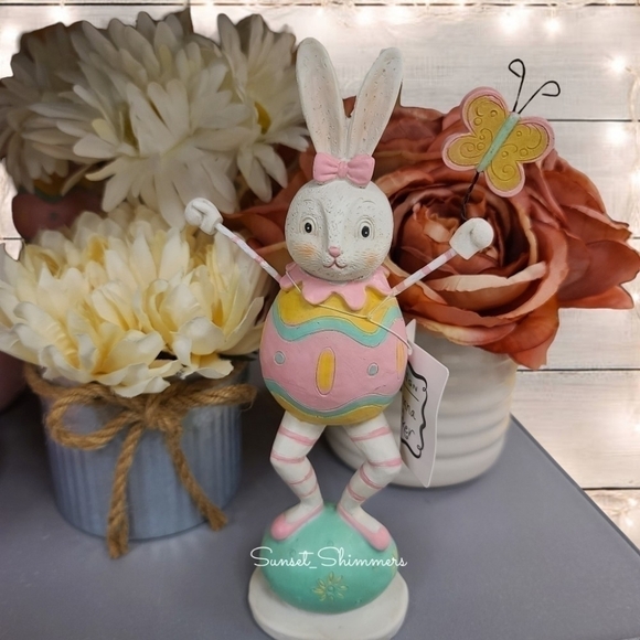 Retired Johanna Parker Easter Bunny w/ Butterfly Retro Vintage Style New - Picture 1 of 8